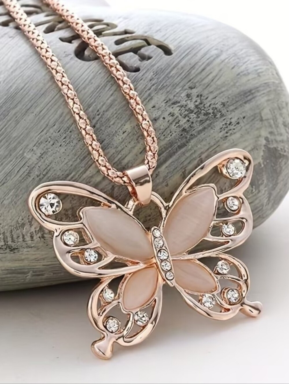 Elegant Rose Gold Butterfly Necklace.